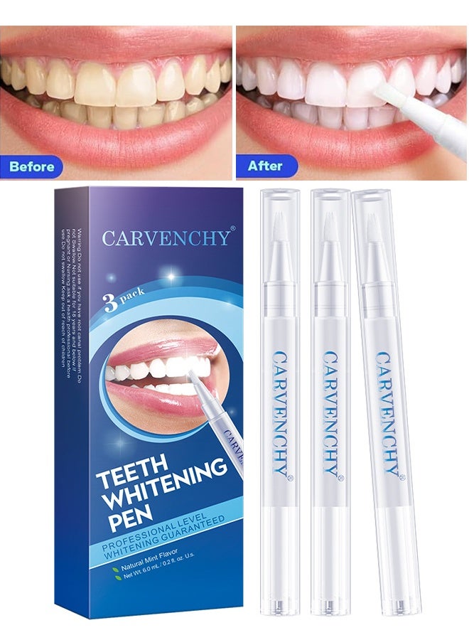CARVENCHY Teeth Whitening Pen, Effective, Painless, No Sensitivity, Teeth Whitener Kit Tooth Whitening Pen Gel Effective For Professionally Stain Removal, Travel-Friendly, Easy To Use, Beautiful White Smile, Smile Mint (3 Pack) - Image 1